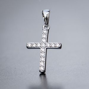Mini Cz Solitaire Cross Pendant Necklace